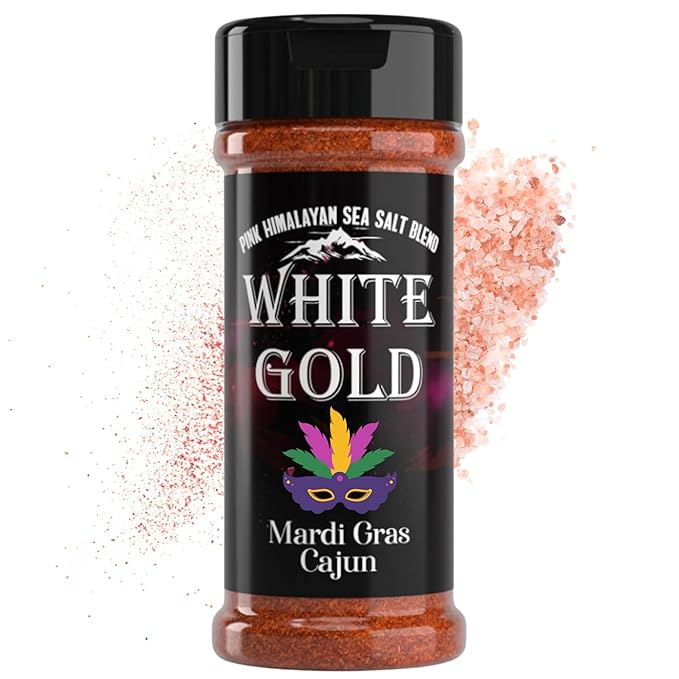 White Gold Cajun Seasoning - Cajun Spice with Pink Himalayan Sea Salt - Mardi Gras-inspired Gourmet