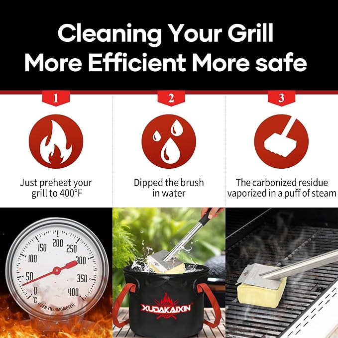 Grill Brush Bristle Free,BBQ Replaceable Scraper Cleaning Head,Safe Grill Accessories for Cast Iron