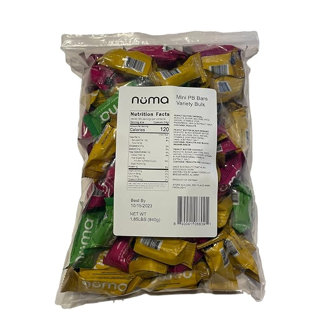 Assorted Mini Peanut Butter Bars, two (2) lb bulk, vegan high protein low sugar, 3 flavor variety