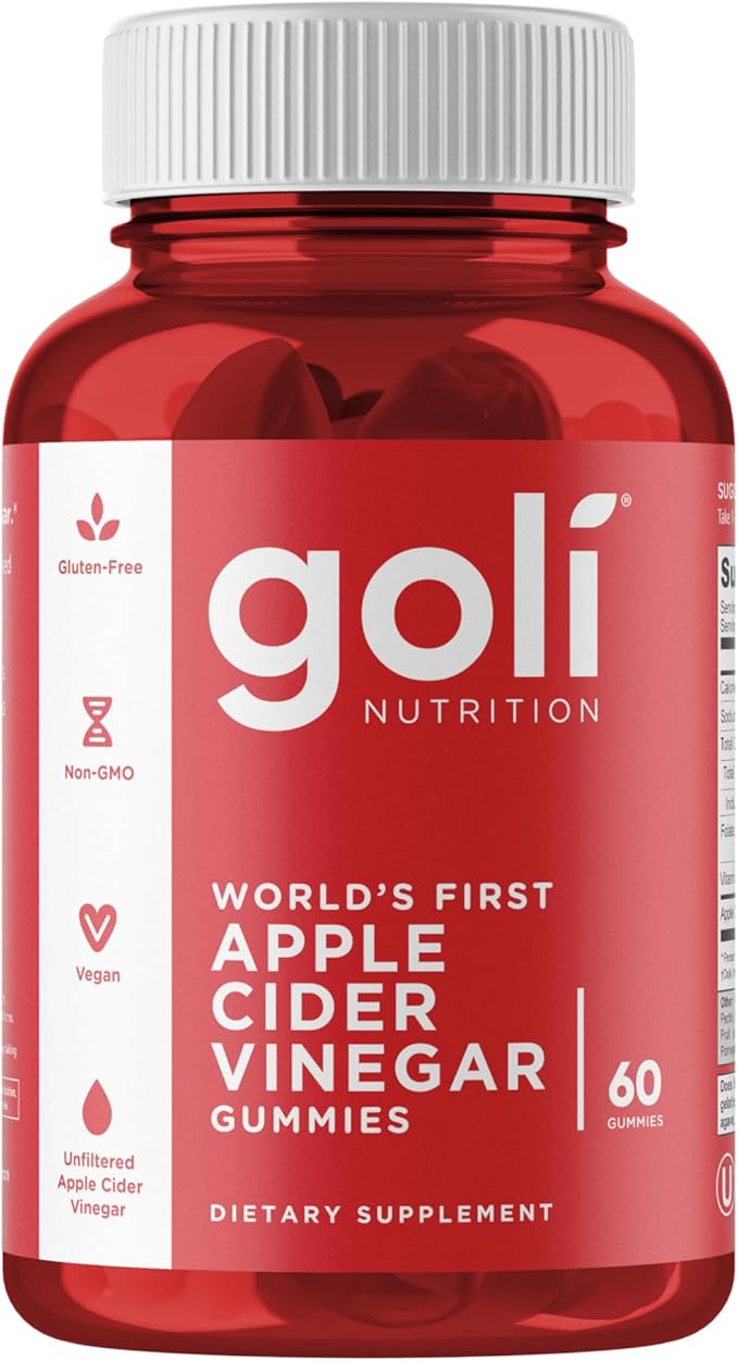 Goli Apple Cider Vinegar Gummy Vitamins - 60 Count - Vitamin B12, Gelatin-Free, Gluten-Free, Vegan