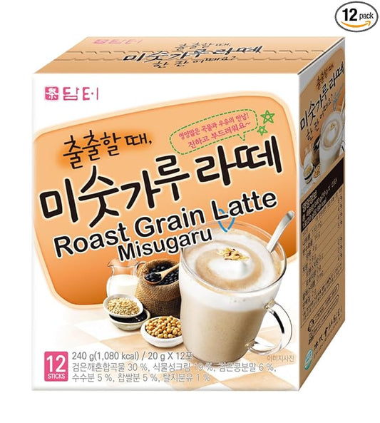 Damtuh Instant Roast Grain Misugaru Latte 20g x 12 Count - Powdered Misugaru Latte Caffeine Free