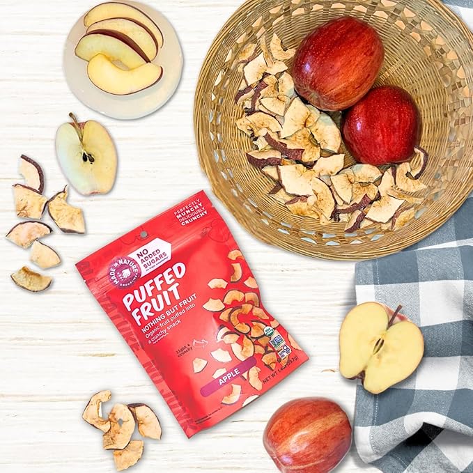 Made In Nature Organic Puffed Fruit, Apple, 1.4 Ounce Bag (Pack of 6) - Vegan Snack, Non-GMO
