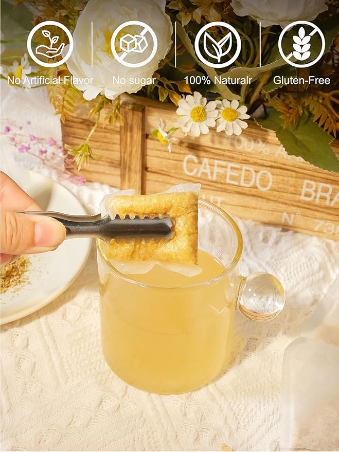 TeeLux Ginger Tea Bags, Natural Ginger Root Tea, Spicy & Zesty & Warm Flavor, Caffeine Free, 100