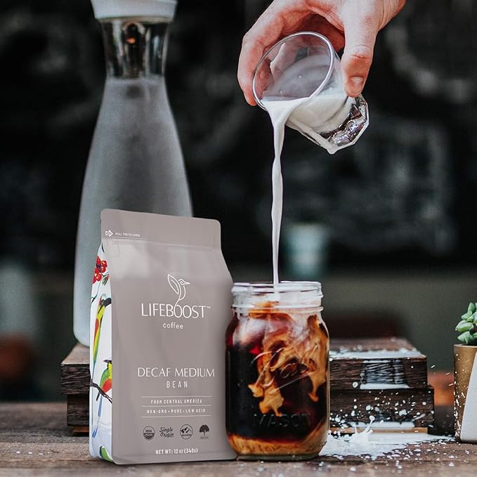Lifeboost Medium Roast Decaf Coffee Beans ??Organic Low Acid Swiss Water Decaf ??Whole Bean Coffee