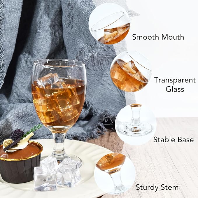 10.5OZ Water Goblets Set of 6, Clear Goblet Glasses Set for Home Bar, Wedding, Party, Elegant