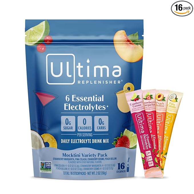 Ultima Replenisher Daily Electrolyte Powder Drink Mix ??Sugar Free ??Mocktini Variety, 16