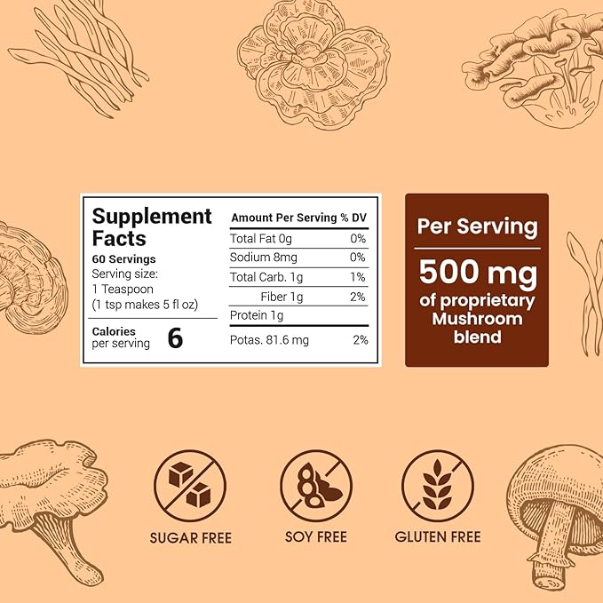 Mushroom Coffee (60 Servings) 10 Mushrooms (Lion’s Mane, Cordyceps, Turkey Tail & Other) Mixed With