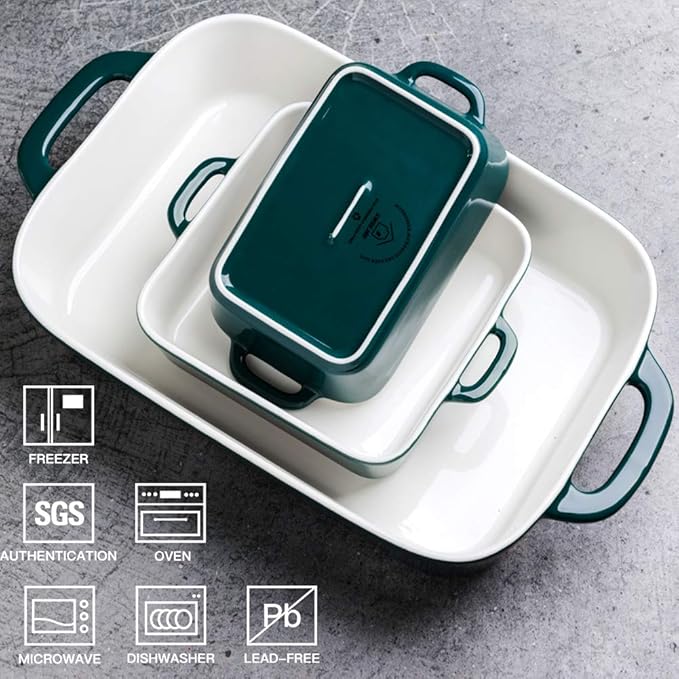 Sweejar Ceramic Bakeware Set, Rectangular Baking Dish for Cooking, Kitchen, Cake Dinner, Banquet
