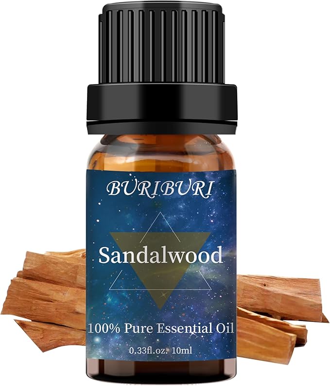 BURIBURI Sandalwood Essential Oils for Diffuser, Skin, Hair, 100% Pure, Fragrance Oil for Candle
