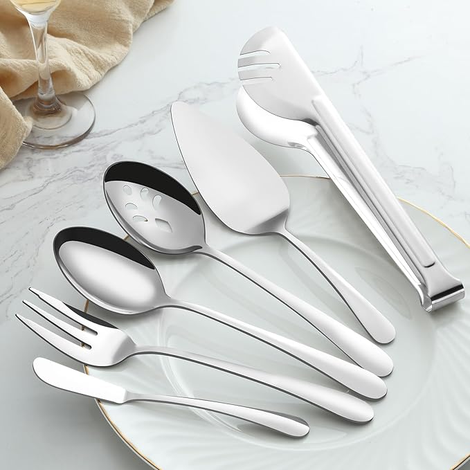 BEWOS Serving Utensils, 20-Piece Large Serving set, Serving Spoons, Slotted Spoons, Serving Tongs &