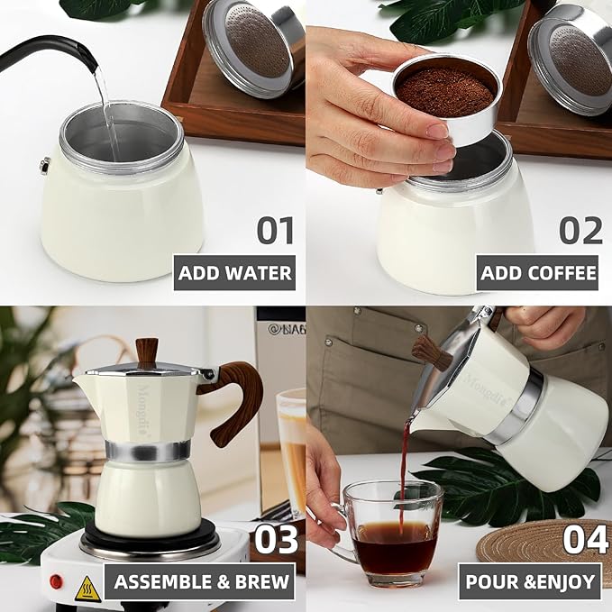 Mongdio Stovetop Espresso Maker Moka Pot, Cuban Coffee Maker Stove top coffee maker Moka Italian