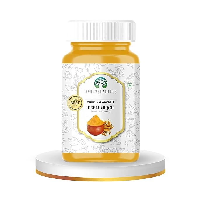 AYURVEDASHREE Yellow Chilli Powder (Pili Mirchi) 100gm PET Jar ~ All Natural | Vegan | Gluten