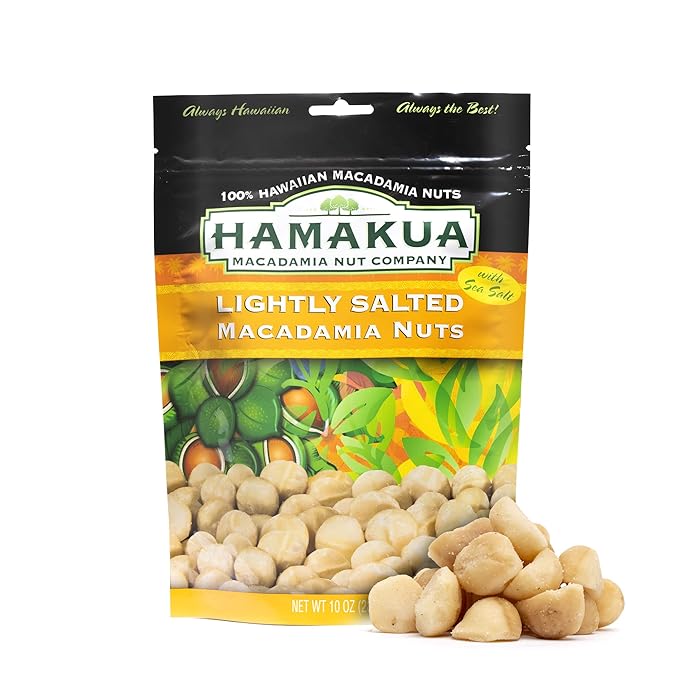Hamakua Macadamia Nuts - Lightly Salted - Hawaiian Grown Dry Roasted Half and Whole Macadamias with