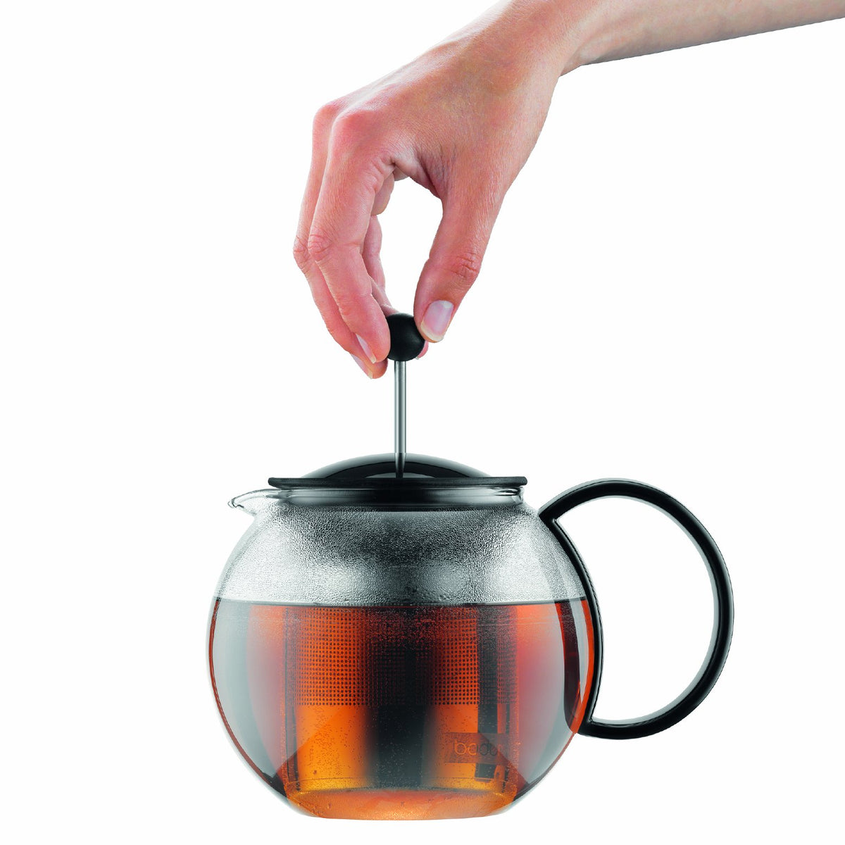 Bodum 34oz Assam Glass Tea Press with Stainless Steel Filter, Black Plastic Lid