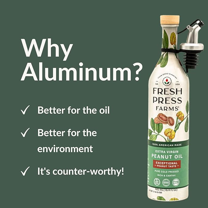 Fresh Press Farms Cold Pressed Extra Virgin Peanut Oil with Fresh Peanut Taste, 16.4 Fl Oz (Pack of