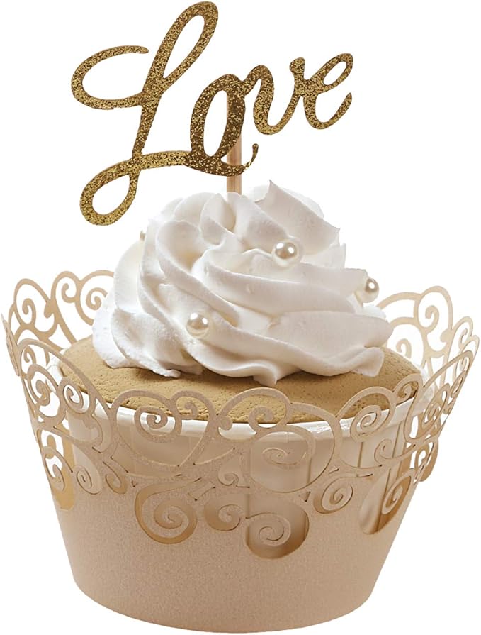 Cupcake Wrappers, KPOSIYA 50 Pack Cupcake Wraps Filigree Artistic Bake Cake Paper Cup Little Vine