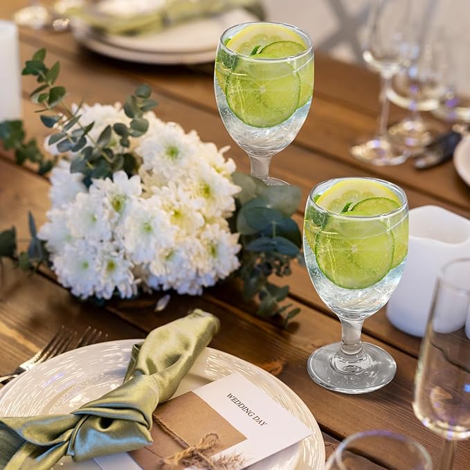 10.5OZ Water Goblets Set of 6, Clear Goblet Glasses Set for Home Bar, Wedding, Party, Elegant