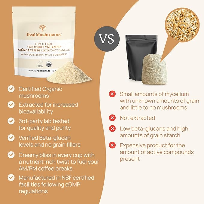 Real Mushrooms Functional Coconut Creamer with Reishi, Lucuma & Ceylon Cinnamon ??Organic