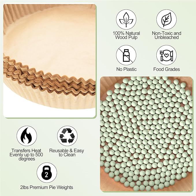 1 Pack Light Green 2 lb Pie Weights for Baking Crust Ceramic Weights Blind Baking Beads with 50 Pcs