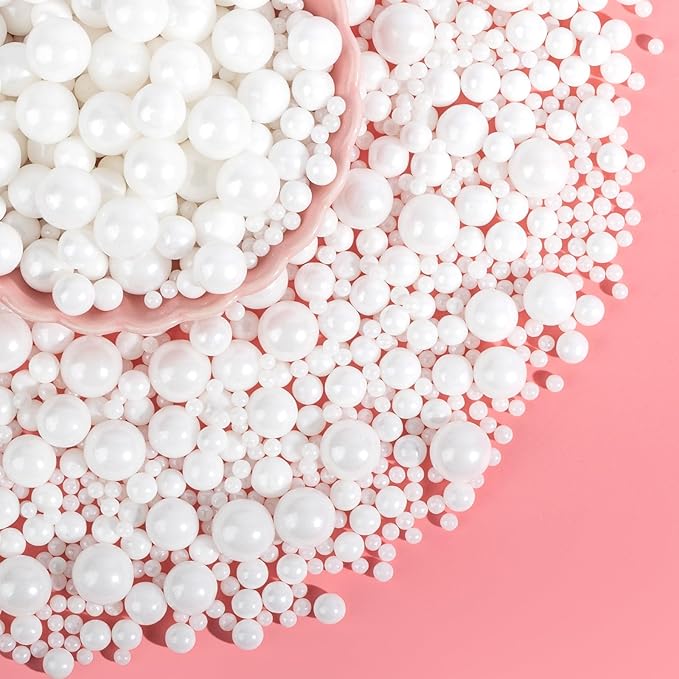Edible White Pearl Sprinkles for Cake Decorating,Edible Pearl Sugar Mix Size 130g/4.58oz,Baking