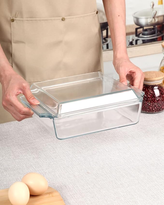 NUTRIUPS 8.5in x 8.5in Square Baking Dish Pans Glass Bakeware Glass Microwave Casserole Dish with