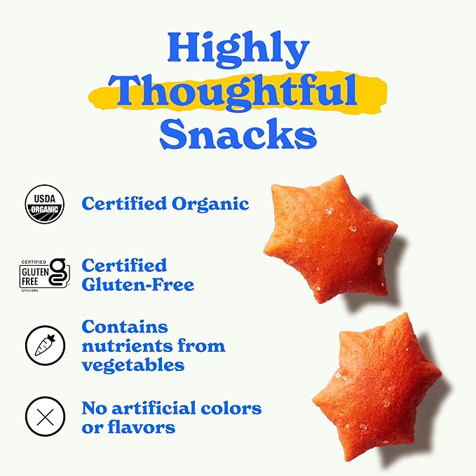 MadeGood Star Puffed Crackers, Pizza, 6 Bags (4.26oz Each) Gluten Free and Organic, Healthy Snacks
