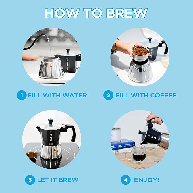 GROSCHE Milano Induction Stovetop Espresso Maker Moka Pot for Greca, Induction, Electric & Gas