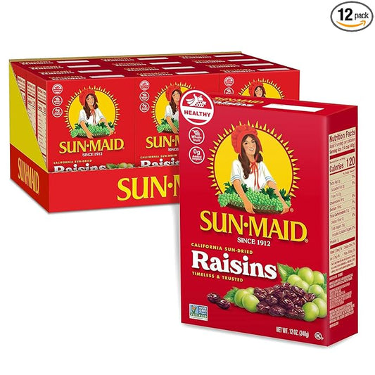 Sun-Maid California Sun-Dried Raisins - (12 Pack) 12 oz Sharing-Size Box - Dried Fruit Snack for