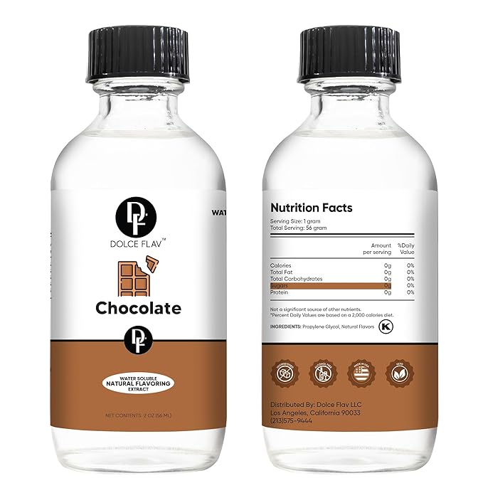 Dolce Flav Natural Chocolate Extract ??Sugar-Free & Kosher ??Pure Cocoa Flavor for Baking, Coffee