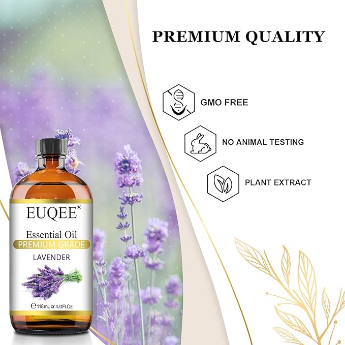 Lavender Essential Oil 118mL Pure Lavender Oil Large Capacity Essential Oil with Glass Dropper for