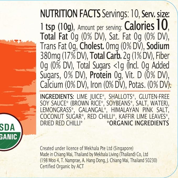 Mekhala Organic Thai Tom Yum Asian Cooking Paste. VEGAN. GLUTEN-FREE. Versatile. Medium Heat