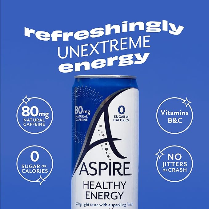 ASPIRE® Mixed Berry, Healthy Energy Drink 80mg Natural Caffeine, Zero Sugar No Carbs Keto Friendly