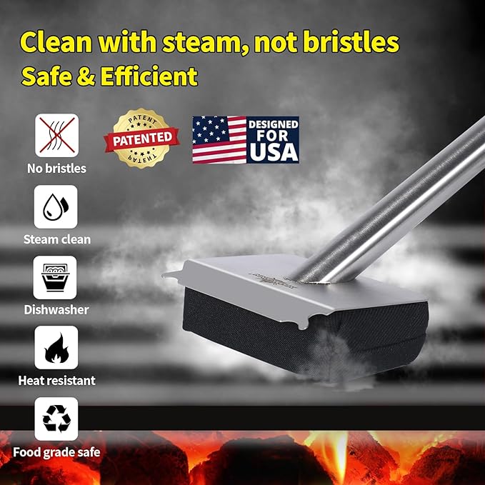 Steam Grill Brush Bristle Free,[Ultra Safe & Efficient] Grill Cleaner for Outdoor Grill,BBQ