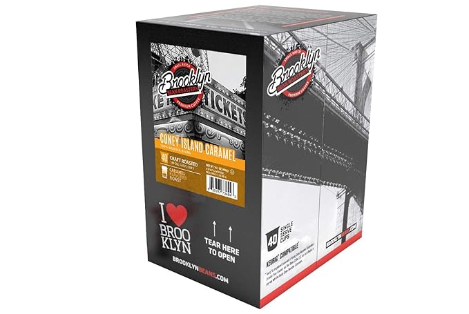 Brooklyn Beans Coney Island Caramel Gourmet Coffee Pods - Compatible with Keurig K Cup Brewers