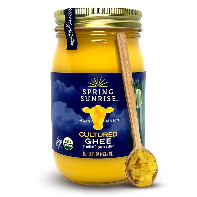 Spring Sunrise Grass Fed Organic Cultured Ghee - USDA Certified Clarified Butter - Keto & Paleo
