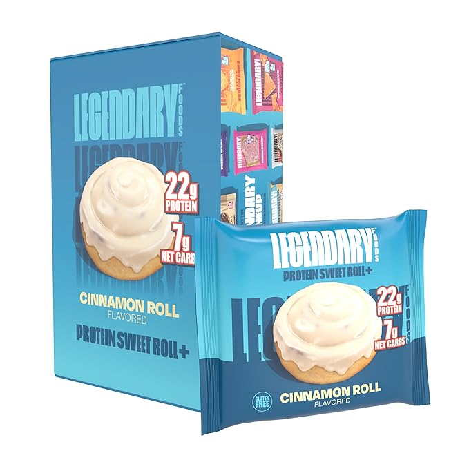 Legendary Foods 22g Protein Cinnamon Roll - Premium High Protien Bars, Low Carb Meal Replacement