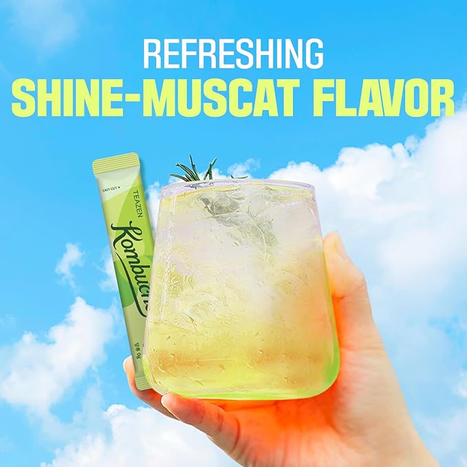 TEAZEN Shine Muscat Kombucha Tea, Electrolyte Powder & Hydration Drink Mix, Sugar Free, Live