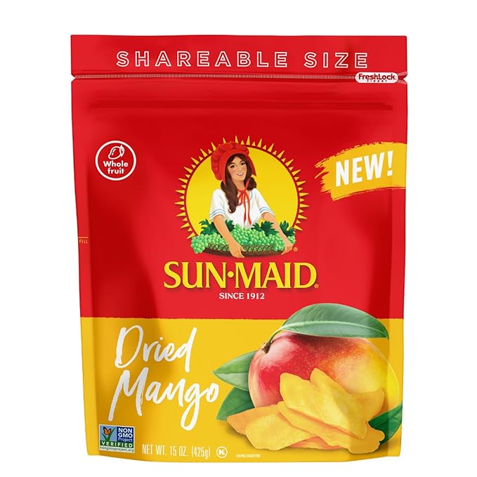 Sun-Maid Dried Mangos - 15 oz Resealable Bag - Dried Mango Slices - Dried Fruit Snack for Lunches