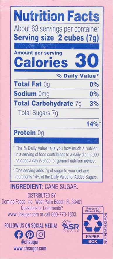 C&H Premium Pure Cane Sugar Cubes, 1 lb Boxes (Pack of 3) - Perfect for Coffee, Tea, Portion