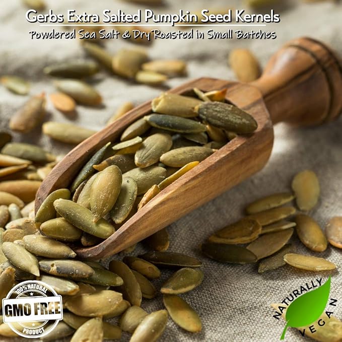 GERBS Extra Sea Salted Pumpkin Seed Kernels 2 LBS|Top 14 Allergy Free Food |Use in salads, yogurt