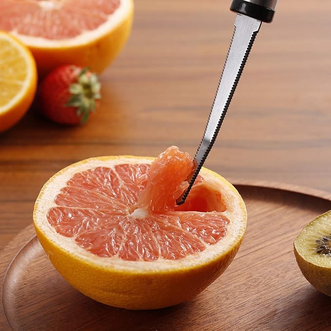 Grapefruit Spoons and Grapefruit Knife, Set of 7 Food Grade Stainless Steel Dessert Spoons Mirror