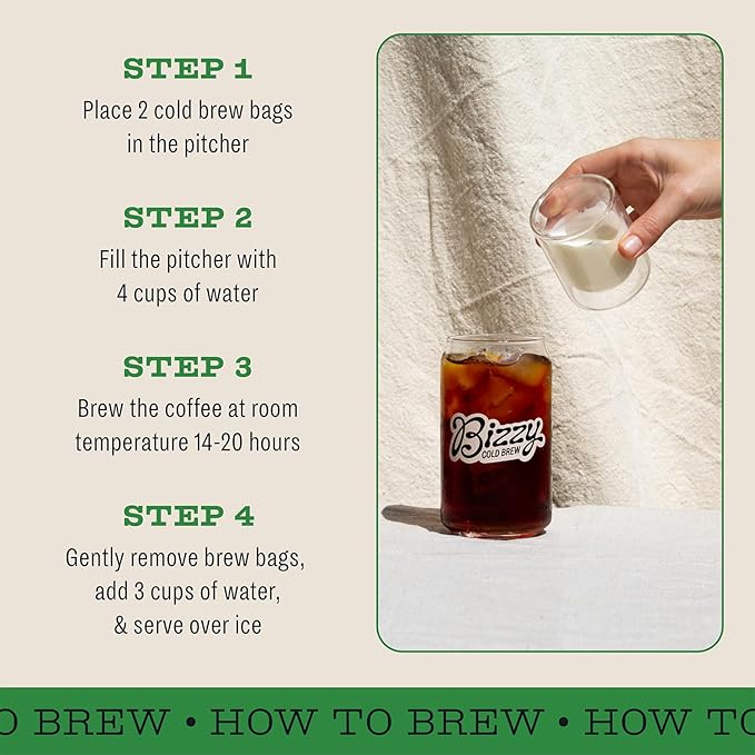 Bizzy Organic Cold Brew Coffee | Espresso Blend | Coarse Ground Coffee | Medium-Dark Roast | Micro
