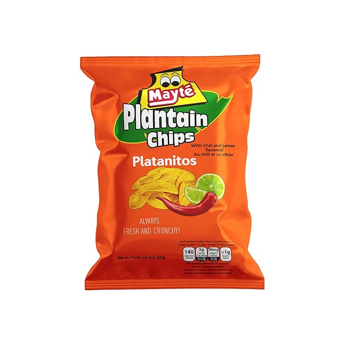 Mayté Plantain Chips – Chili Lemon, 30 Individual Packs (3oz Each) – Non-GMO, Gluten-Free, Kosher