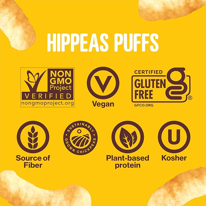Hippeas Chickpea Puffs, Cheezy Vibes, 4 Ounce (Pack of 6), 4g Protein, 3g Fiber, Vegan