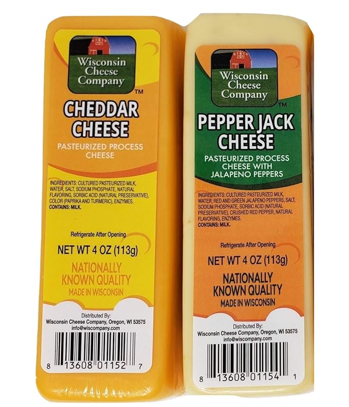 Wisconsin Cheese Company - Classic Snack Gift Box -100% Wisconsin Cheddar & Pepper Jack Cheese