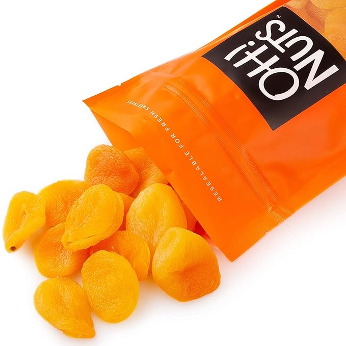 Oh! Nuts Dried Apricots Turkish - 1 lb - Dried Fruit - No Sugar Added - Dehydrated Fruit Bites