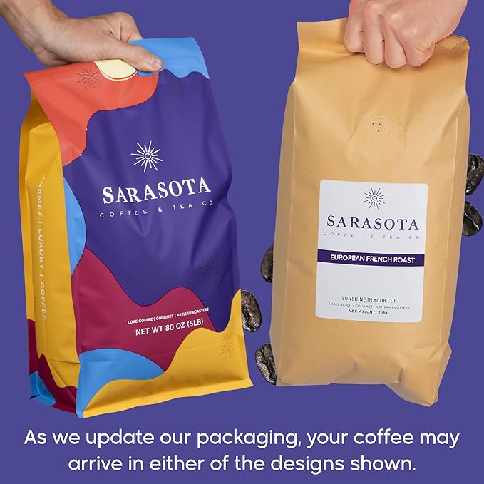 Sarasota Coffee Whole Bean Cubano European French Roast | Dark Roast Gourmet Coffee Beans | Low