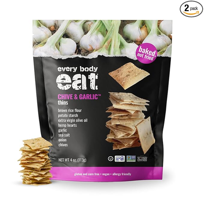 Every Body Eat Snack Thins, Allergen Friendly, Vegan, Gluten Free and Dairy Free (2 Count, Chive &