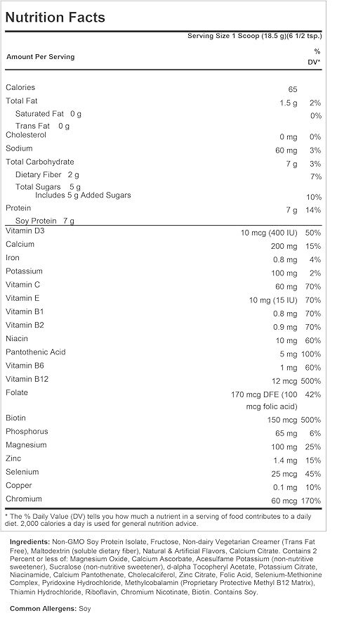 ANDREW LESSMAN Secure Soy Complete Meal Replacement - Piña Colada 10 Servings - Only 65 Calories