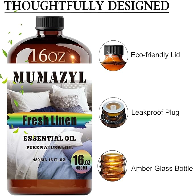 Fresh Linen Essential Oil, Fresh Linen Oil 16 Fl Oz 480ML for Diffuser Humidifier Yoga Cleaning DIY